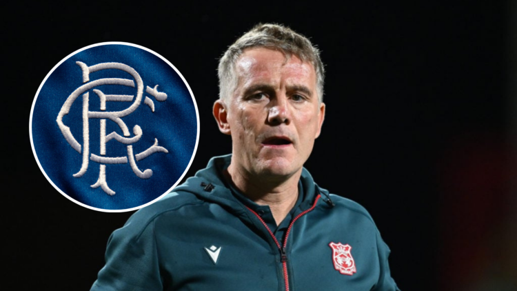 Phil Parkinson, Manager of Wrexham, looks on during the Sky Bet Championship match between Wrexham AFC and Birmingham City. Inset, The official Gla...