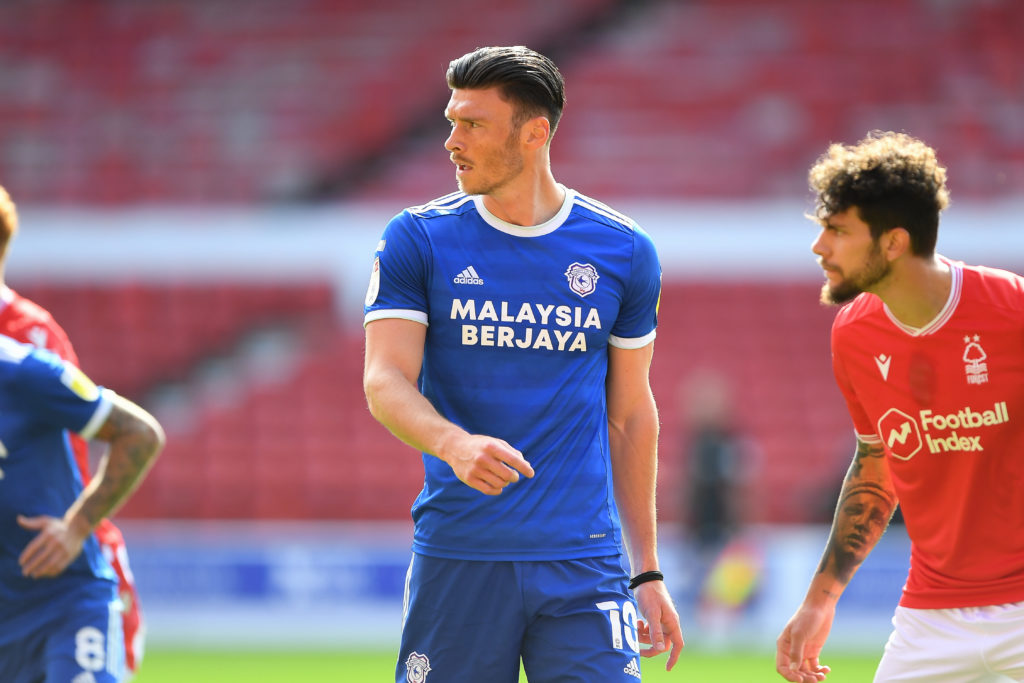 Kieffer Moore of Cardiff City during the Sky Bet Championship match between Nottingham Forest and Cardiff City.
