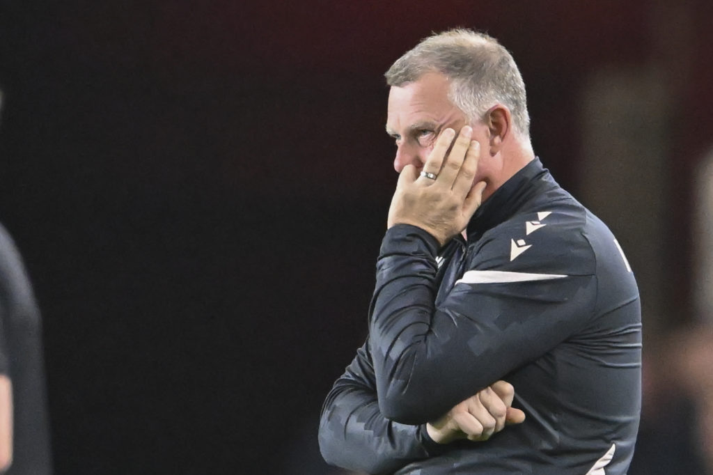 Mark Robins in charge of Stoke City against Middlesbrough