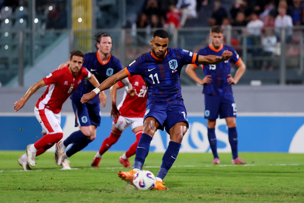 Cody Gakpo playing for the Netherlands against Malta
