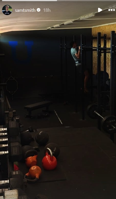 Sam Smith Instagram story workout