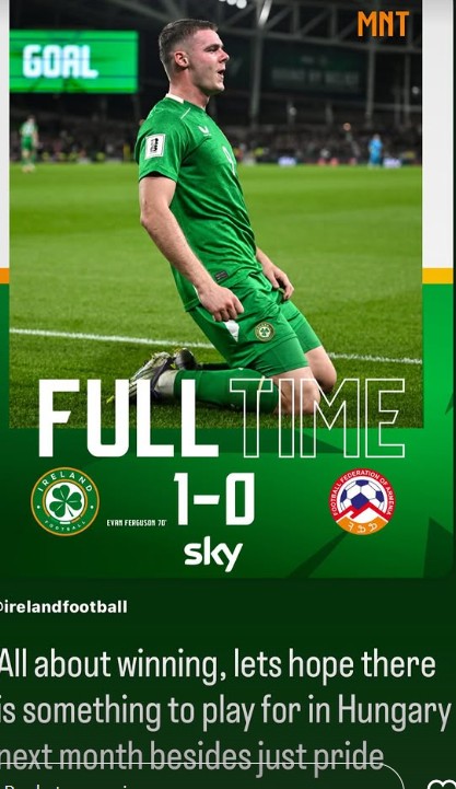 James McClean Instagram story on Ireland win