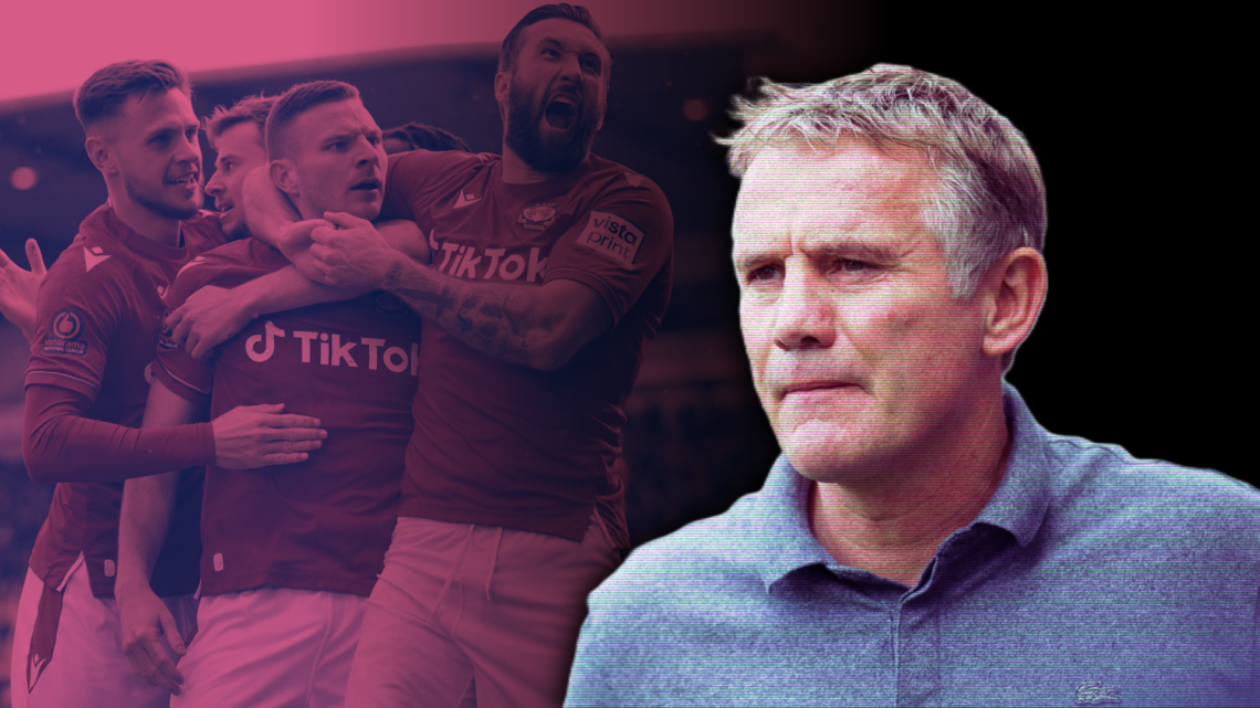 Phil Parkinson manager of Wrexham during the Sky Bet Championship match between Millwall and Wrexham AFC. Paul Mullin of Wrexham celebrates with Ol...