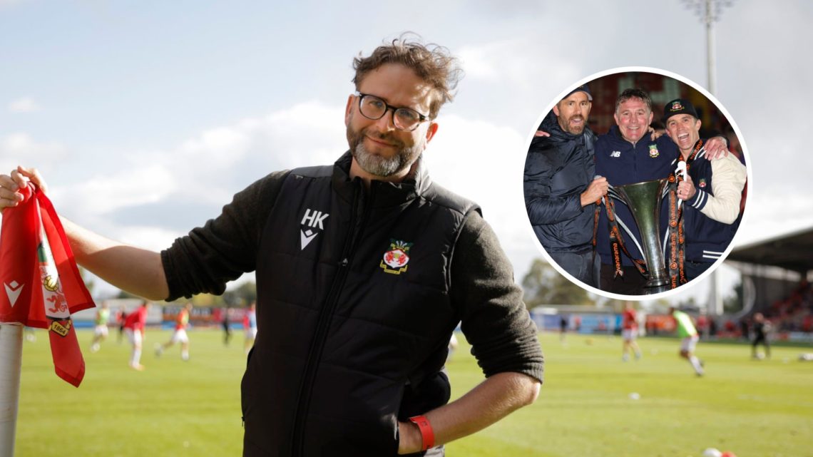 Humphrey Ker before Wrexham v Salford City EFL League Two match. Ryan Reynolds, Rob McElhenney and Phil Parkinson after Wrexham v Boreham Wood - Va...
