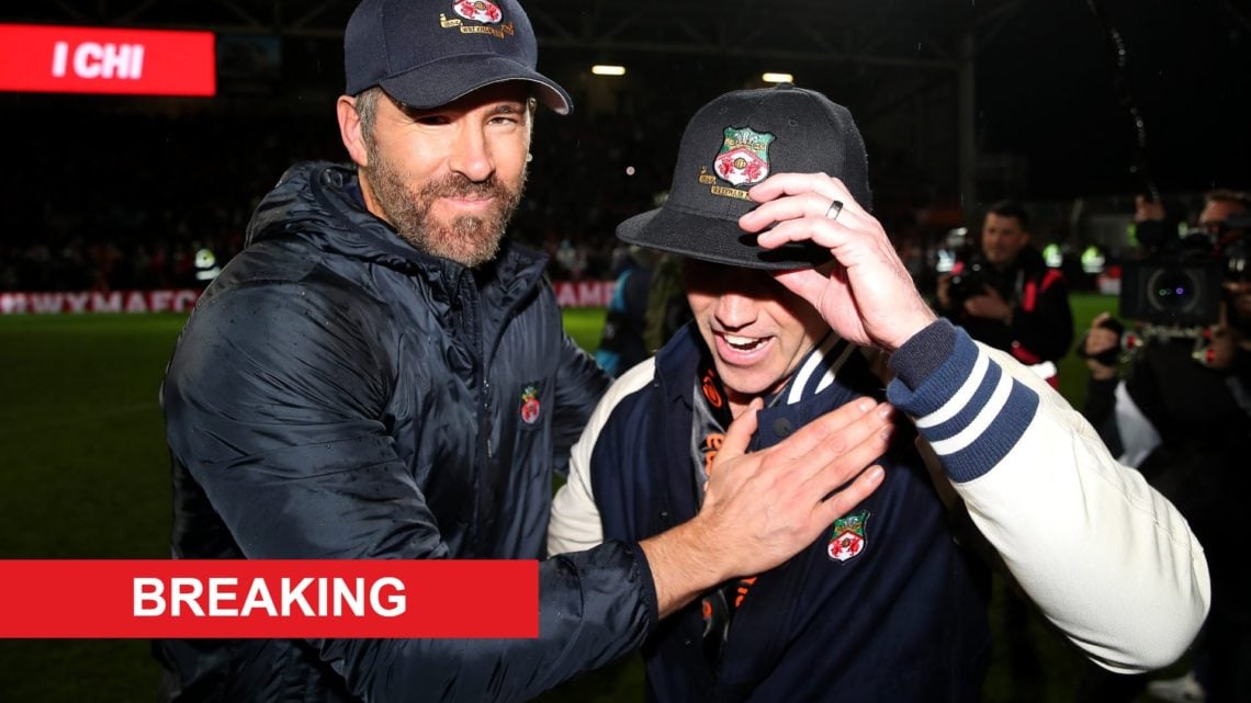 Ryan Reynolds and Rob McElhenney celebrate Wrexham's win over Boreham Wood