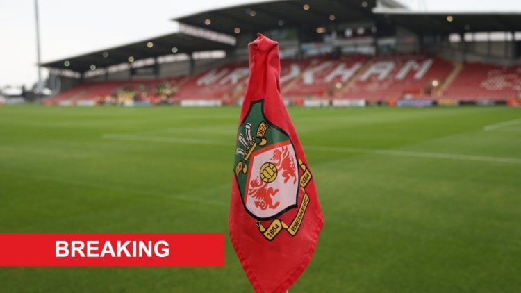 A general view of a Wrexham corner flag before Wrexham AFC v Shrewsbury Town FC in the Sky Bet League One clash.